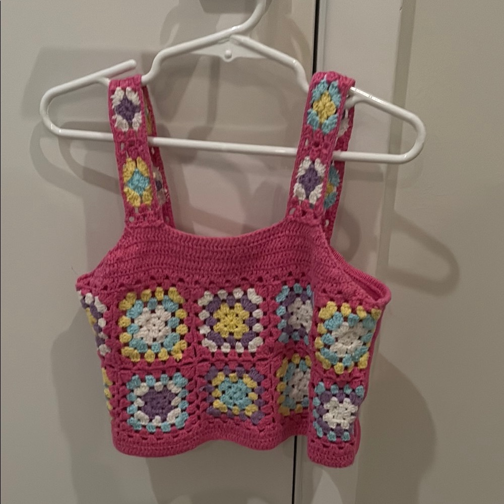 Design History Kids Crochet Tank Top - Pink and Multicolor